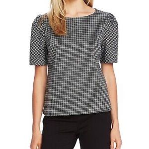 Vince Camuto Checked Elbow Length Puff Sleeve Top MSRP $79 Size XXL